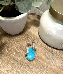 Handcrafted Natural Earth-Mined Turquoise Pendant set in Silver Filigree.