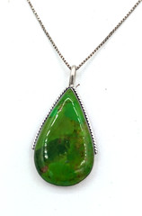Green Stone Necklace Earrings Set Sterling Silver Teardrop Philippines 16″