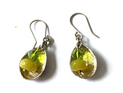Silpada Designs Earrings 925 Silver Dangle Green Serpentine Bead 1.25″L W2142