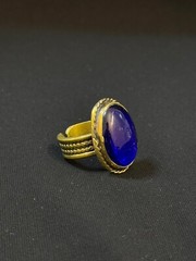 Ancient Egyptian Art blue mirror Ring Gold Plated Blue Lapis Handmade Stackable