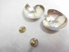 COURTNEY PETERSON STERLING SILVER & BRASS SPIRAL SHELL PIERCED EARRINGS