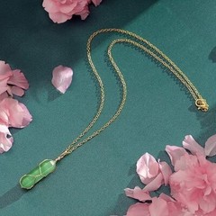 Healing Crystal Necklace Wire Wrapped Natural Point Pendant Necklace Hexagonal