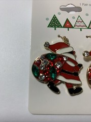 Holiday Santa Earrings • Gold‑Tone Enamel • Festive & Cute