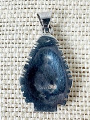 Native American Sterling Silver & Multi Stone Inlay Pendant Turquoise Onyx Coral