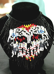 Handmade Turkish Fringe Seed Bead Skull Necklace