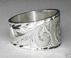 15MM BH SOLID 925 STER SILVER CUSTOM-MADE PERSONALIZED HAWAIIAN HEIRLOOM RING
