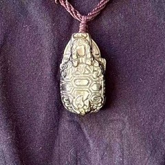 Hand-Carved Gold Sheen Obsidian Dragon Turtle Pendant –One of a Kind Protection