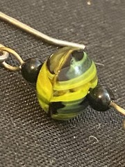 ⬇️Lava Rock and Black/green bead dangle Earrings