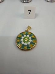 Murano Glass Millefiori Pendant Necklace Silver Gold Plated Italy MS04