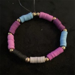 Multicolor Clay Heishi Bracelet Round Beads Unisex Adults