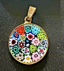 Antica Murrina Veneziana Italy Murano Glass Floral Pendant Italy Sterling 925