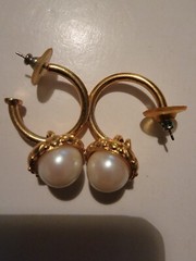 Rings Pearl Metal Gold Plated Jewel Vintage Womens Earrings