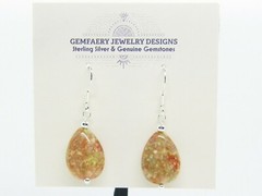 Sterling Silver Natural EPIDOTE Teardrop Dangle Earrings #1591…Handmade USA