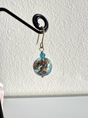 Japanese Tensha bead and crystal glass earrings with surgical stainless hooks