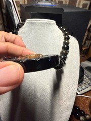 Piedra de Muerte, Stone of Death, Mexican, Obsidian Amber Pendant, Necklace, #H