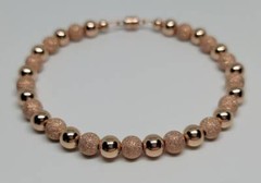 14K Rose Gold-Filled Stardust/Smooth 6mm Bead Fashion Luxury Magnetic Bracelet