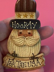 Brooch Pin Horray for the USA Handmade Folk art Uncle Sam 4th Of July Patriotic