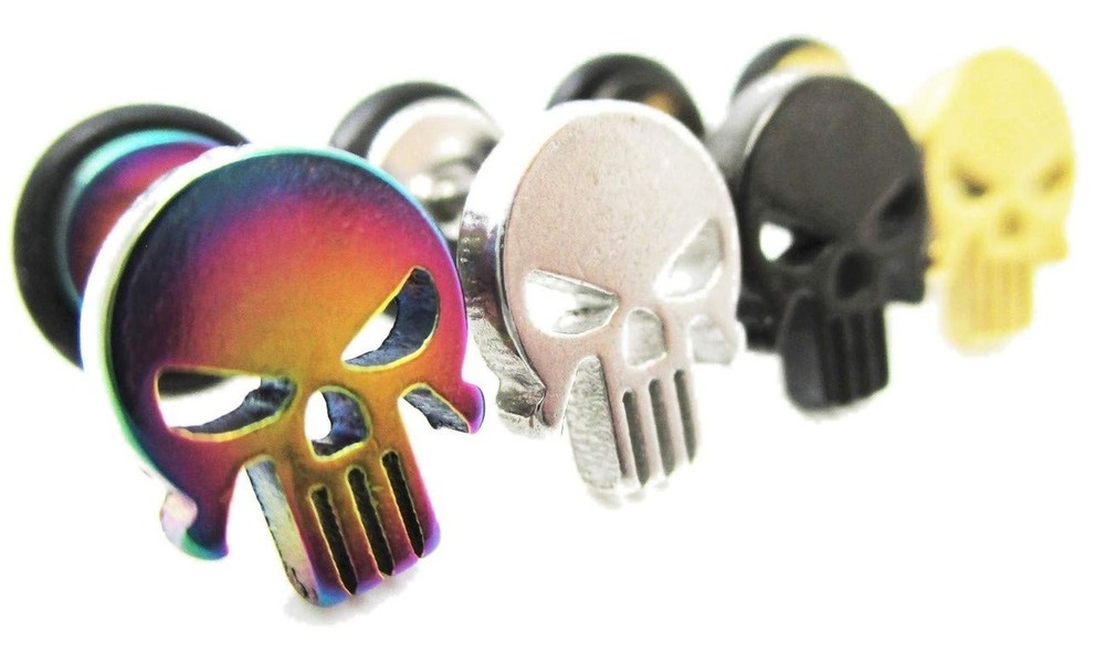 Skull Metal Cutout Stud Post Earrings – New – Pair! – 4 Colors to Choose From
