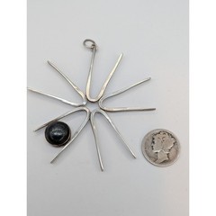 Artisan Made Mid Century Atomic Style Starburst Sterling Silver 925 Onyx Pendant