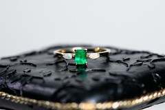 Starry Night Mexican Fire Opal Diamond Engagement Ring 18K Yellow Gold