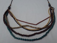 Artisan Crafted 6 Strand Boho Bohemian Earth Color Beaded Necklace 34 in