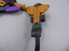VTG PAIR SUSAN HYDE MULTICOLOR POLYMER FIMO CLAY ANGEL BROOCHES ~ as is
