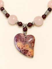 Pink Aventurine/Garnet Necklace/Earrings/ Bali Spacers 17”/Tourmaline Pendant