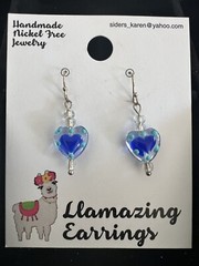 Handmade heart earrings, sterling silver, nickel free , hypo allergenic