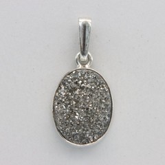 Oval Silver DRUZY DRUSY Druse QUARTZ Pendant – 925 STERLING SILVER Necklace #35e