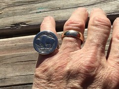 Buffalo Nickel and Silver Half Dollar Coin Ring, your size