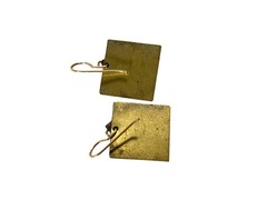 Brass Copper Dangle Earrings Geometric Square Red Patina Artisan