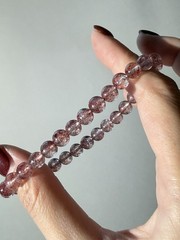 Natural Lepidocrocite in Clear Quartz Bracelet Pink Confetti Golden Strawberry
