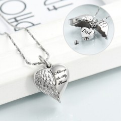 Angel Wing Urn Necklace Cremation Heart Urn Necklace Ashes Urn Jewelry for Women