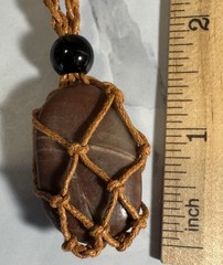 Beautiful Polished Natural Formed Wishing Stone Pendant On Woven Cord Necklace
