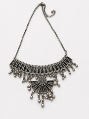 Artisan Lighthouse Statement Necklace Bib Silver Toned Dangling Vintage Jewelry