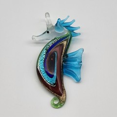 Fabulous Flamboyant Seahorse Art Glass Pendant Marine Sea Life Mermaid