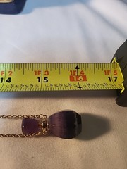 Amethyst Stone Pendant With Gold Tone Long Chain Necklace 15.75″