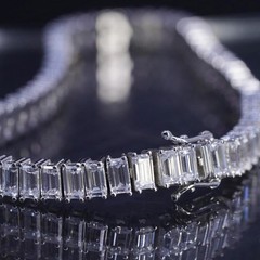 7.5”, vintage sterling silver 925 tennis bracelet with cluster clear cz