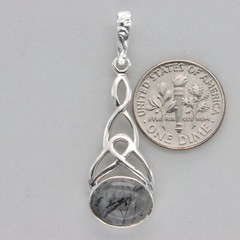 Oval Square / Rectangle RUTILATED QUARTZ Celtic Pendant 925 STERLING SILVER #3e