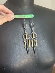 Women’s Dangle Drop Earrings Bone Black Spike witchy bone jewelry oddities