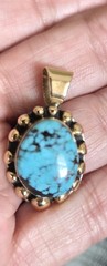 Marty Monte Navajo 14k Signed Turquoise Pendant. 6 Grams