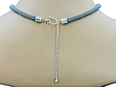 Handmade beaded Gray woven Rope necklace