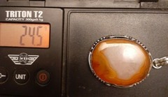 Artisan 925 Silver Orange Banded Agate Quartz Round 2.5 Inch Pendant