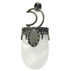 Rock Quartz Labradorite Stone Pendant Energy Reiki Healing Amulet