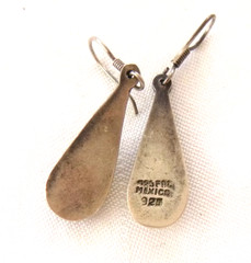 Solid 925 Sterling Silver 2″ Long Teardrop Earrings Hooks Mexican Artisan Signed