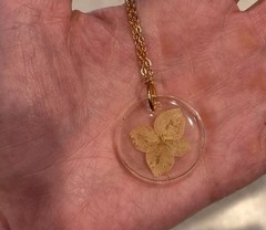 Handmade Pressed Four-Leaf Clover-Style Resin Necklace | Gold Chain | 18 Inch