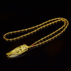 Natural Topaz Handcarved Gold Cicada Necklace Pendant for Women’s Birthday Gift