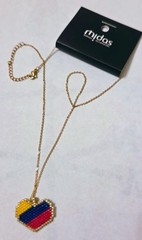Colombian Beaded Heart Necklace Handmade, Adjustable, Artist Made
