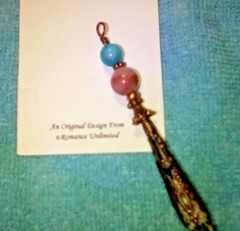 Blue & Pink Agate Pendant Impression SEA SEDIMENT JASPER Point Wand Ornament