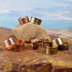 TEXTURED BRONZE or COPPER Ear CUFF – Embossed and Antiqued Abstract Texture
